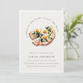 Niedliches Special Delivery Pizza Baby Dusche Part Einladung (Stehend Vorderseite)