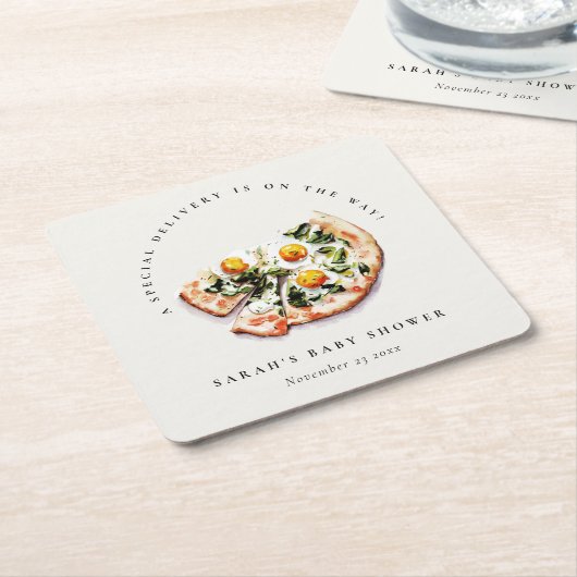 Niedliches Special Delivery Pizza Baby Dusche Part Rechteckiger Pappuntersetzer (angewinkelt)