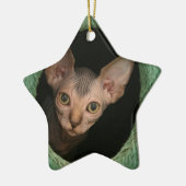 Niedliches sphynx Kätzchen Keramik Ornament (Links)