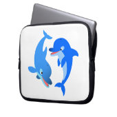 Niedliches Spielen Cartoon Delphine Laptop-Sieb Laptopschutzhülle (Vorderseite Links)