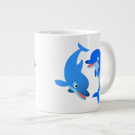 Niedliches Spielen Cartoon Dolphins Jumbo Tasse