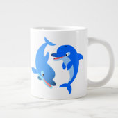 Niedliches Spielen Cartoon Dolphins Jumbo Tasse (Rechts)