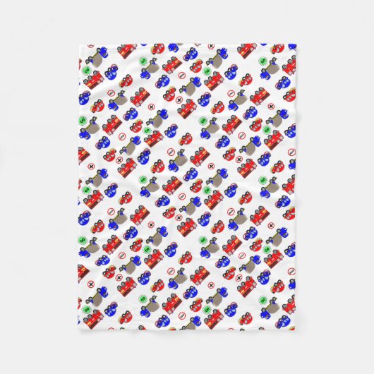 Niedliches Spielzeug Autos LKWs Feuerwehrleute Des Fleecedecke (Vorderseite)