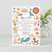 Niedliches Spielzeug Junge oder Mädchen Geschlecht Einladung (Stehend Vorderseite)