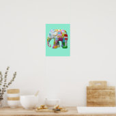 Niedliches Spielzeug-Patchwork Elefant Retro-Whims Poster (Küche)