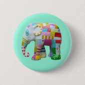 Niedliches Spielzeug Retro-Elefant whimsical bunt Button (Vorderseite)