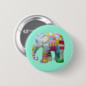 Niedliches Spielzeug Retro-Elefant whimsical bunt Button (Vorne & Hinten)