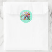 Niedliches Spielzeug Retro-Elefant whimsical bunt Runder Aufkleber (Tasche)