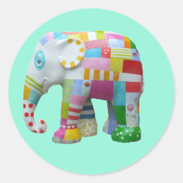 Niedliches Spielzeug Retro-Elefant whimsical bunt Runder Aufkleber