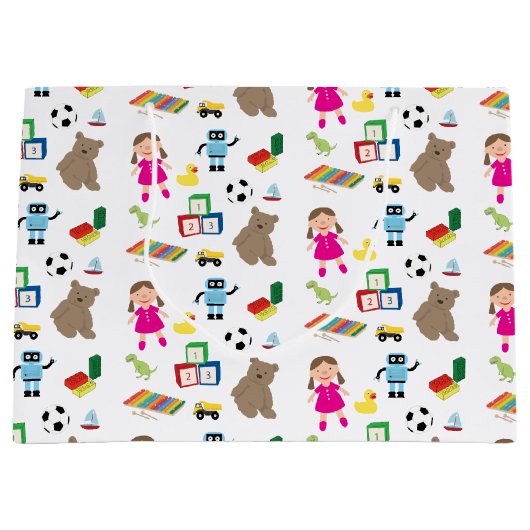 Niedliches Spielzeugmuster Große Geschenktüte (Vorderseite)