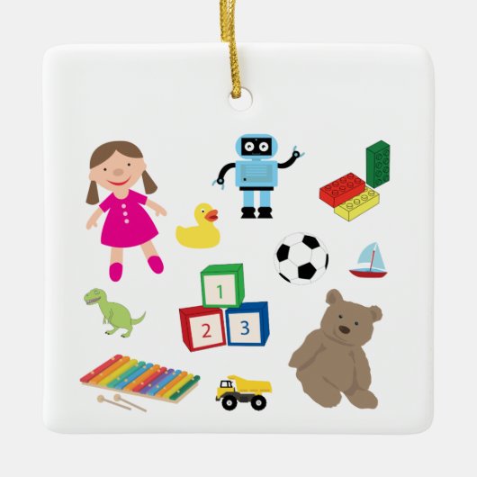 Niedliches Spielzeugmuster Keramikornament (Vorderseite)