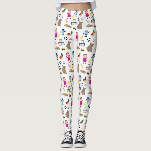 Niedliches Spielzeugmuster Leggings (Vorderseite)