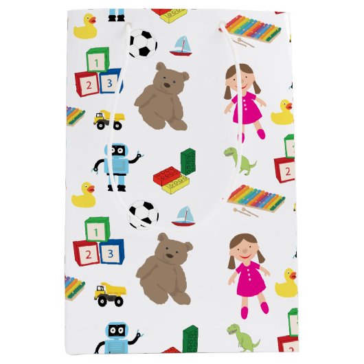 Niedliches Spielzeugmuster Mittlere Geschenktüte (Vorderseite)