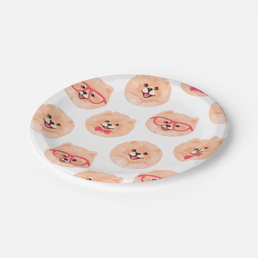 Niedliches Spitz-Gesichtspattern-Party Pappteller (Schrägansicht)