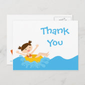 Niedliches Splash Girl's Pool Party danke Postcard Postkarte (Vorne/Hinten)