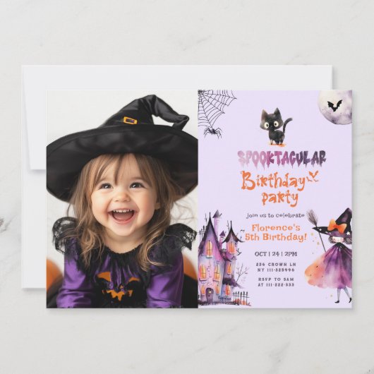 Niedliches Spooktacular Foto Halloween-Party Einladung (Vorderseite)