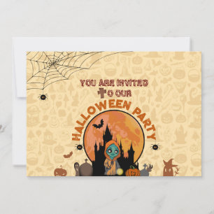 Niedliches Spooky Ghost Kids Halloween-Party Einladung