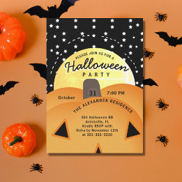 Niedliches Spooky-Kürbislaterne-Halloween-Party Einladung