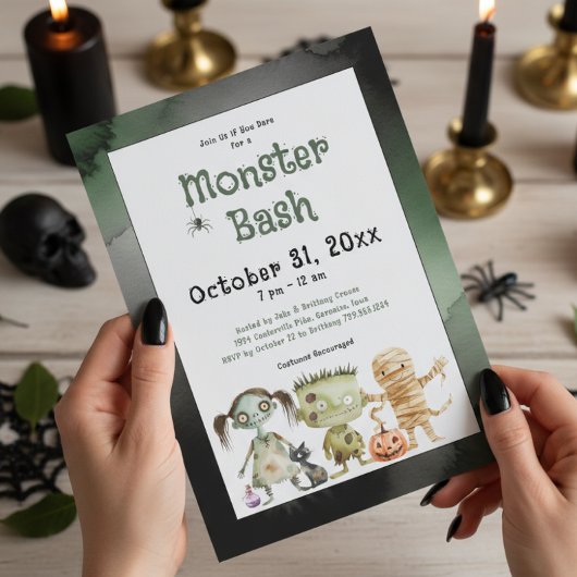 Niedliches Spooky Monster Bash Halloween-Party Einladung
