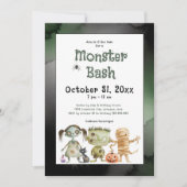 Niedliches Spooky Monster Bash Halloween-Party Einladung (Vorderseite)