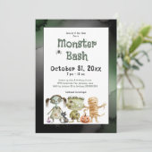 Niedliches Spooky Monster Bash Halloween-Party Einladung (Stehend Vorderseite)
