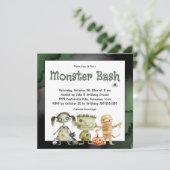 Niedliches Spooky Monster Bash Halloween-Party Einladung (Stehend Vorderseite)