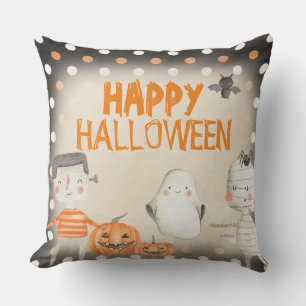 Niedliches Spooky Watercolor Happy Halloween Kissen