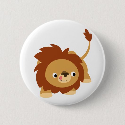 Niedliches Sprightly Cartoon-Löwe-Knopf-Abzeichen Button (Vorderseite)