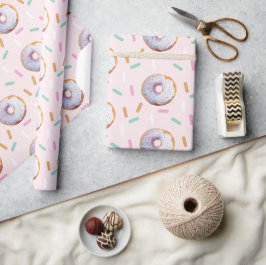 Niedliches Sprinkle Donut Wasserfarbmuster Geschenkpapier