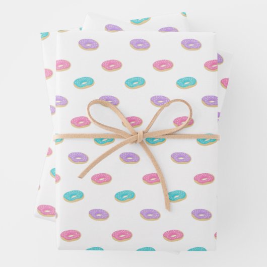 Niedliches Sprinkle Donuts Muster Geschenkpapier Set (Beispiel)