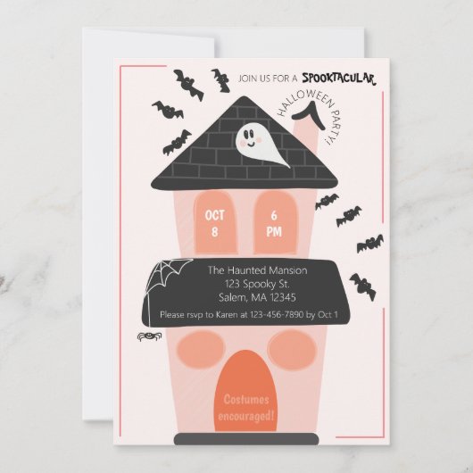 Niedliches Spuk Halloween-Party Einladung (Vorderseite)