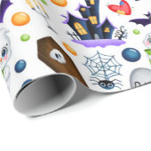 Niedliches Spuk House Halloween-Muster Geschenkpapier (Rolleneckpunkt)