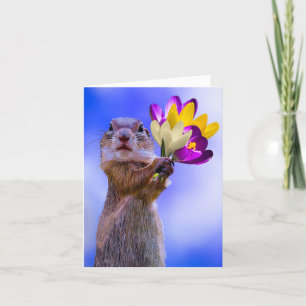 NIEDLICHES SQUIRREL MIT BLUME GEBURTSTAGSKARTEN DANKESKARTE