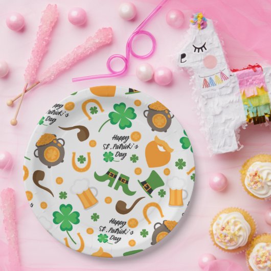 Niedliches St. Paddy's Day Irisches Themenmuster Pappteller (Party)