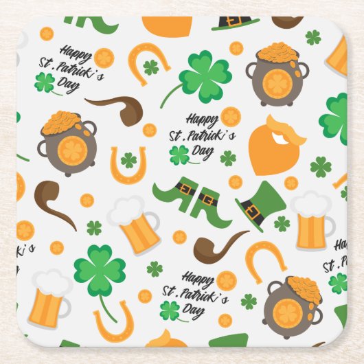 Niedliches St. Paddy's Day Irisches Themenmuster Rechteckiger Pappuntersetzer (Vorderseite)