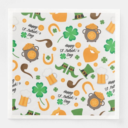 Niedliches St. Paddy's Day Irisches Themenmuster Serviette (Vorderseite)