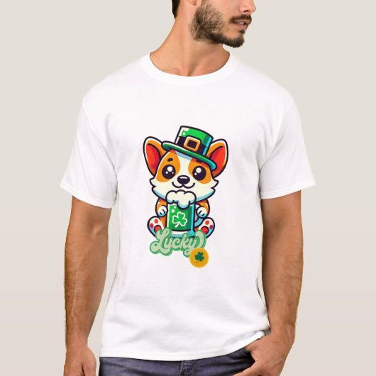 Niedliches St. Patrick's Day Dog T-Shirt (Vorderseite)