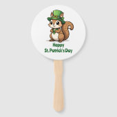 Niedliches St. Patrick's Day Eichhörnchen mit Grün Fächer (Vorderseite)