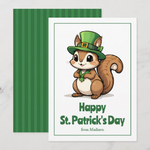 Niedliches St. Patrick's Day Eichhörnchen mit Grün Feiertagskarte