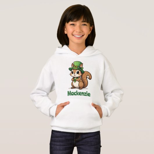 Niedliches St. Patrick's Day Eichhörnchen mit Grün Hoodie (Vorne ganz)