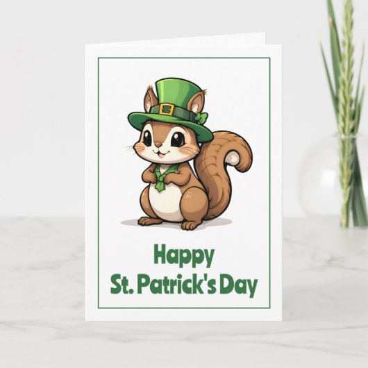 Niedliches St. Patrick's Day Eichhörnchen mit Grün Karte (Vorderseite)