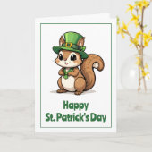 Niedliches St. Patrick's Day Eichhörnchen mit Grün Karte (Gelbe Blume)
