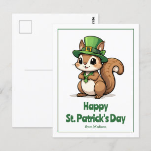 Niedliches St. Patrick's Day Eichhörnchen mit Grün Postkarte