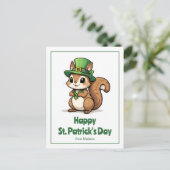 Niedliches St. Patrick's Day Eichhörnchen mit Grün Postkarte (Stehend Vorderseite)