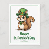 Niedliches St. Patrick's Day Eichhörnchen mit Grün Postkarte (Vorderseite)