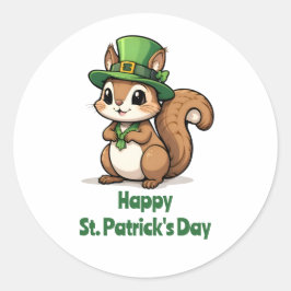 Niedliches St. Patrick's Day Eichhörnchen mit Grün Runder Aufkleber