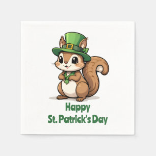 Niedliches St. Patrick's Day Eichhörnchen mit Grün Serviette