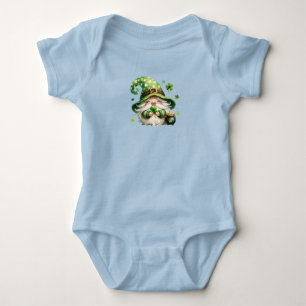 Niedliches St. Patrick's Day Gnome mit Kleeblätter Baby Strampler