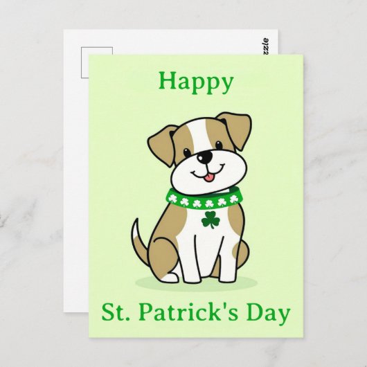 Niedliches St Patricks Day Hund Green Clover Kleeb Postkarte (Vorne/Hinten)