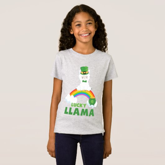 Niedliches St. Patrick's Day Llama Rainbow Gold T-Shirt (Vorne ganz)